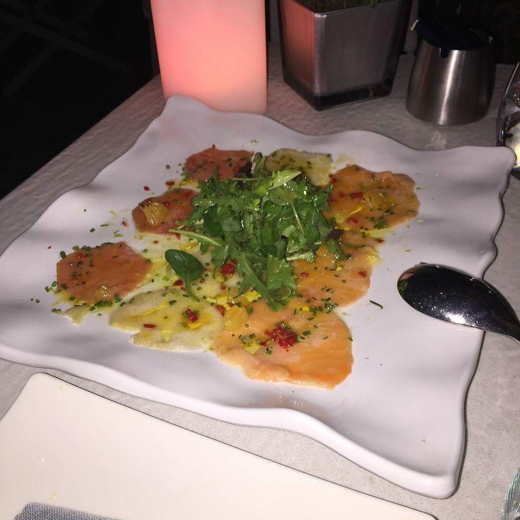 ChefMattAntoun's tweet photo. Salmon, tuna and hamachi carpaccio with red peppers oranges lemons and arugula at Remezzo - this place along the se… http://t.co/RRhy2SAoJ8
