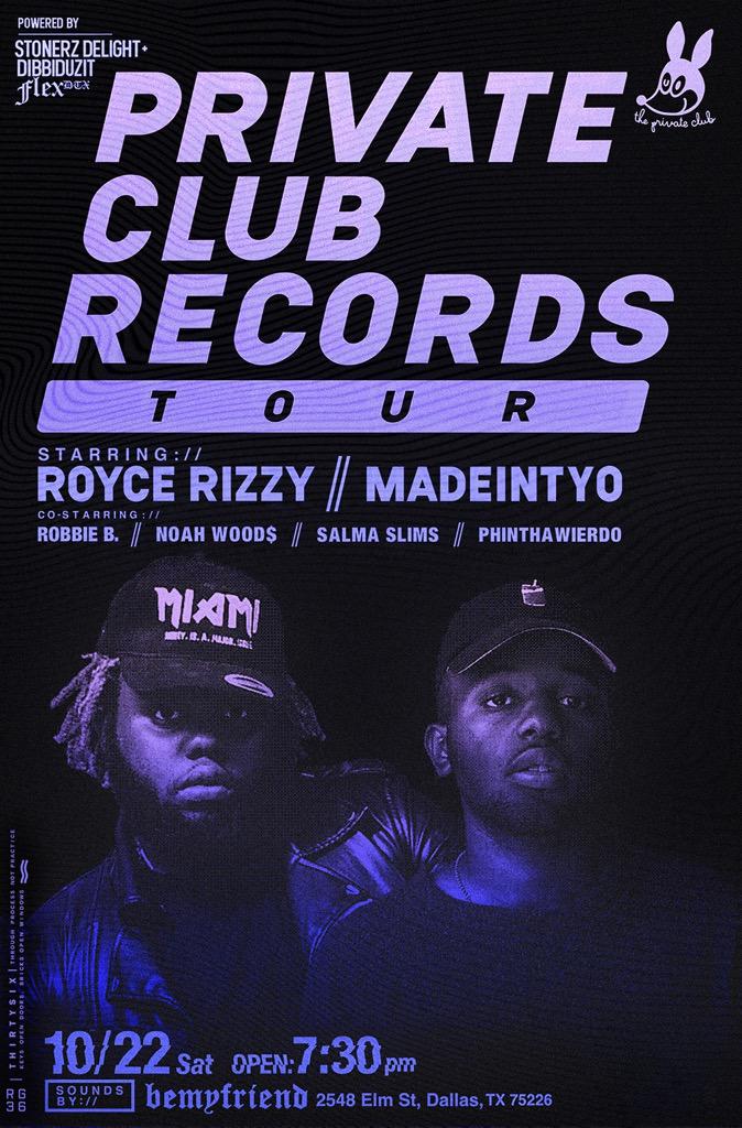 roycerizzy's tweet photo. Privateclub Records 
Dallas Texas 
10/22
Powered   by @stonerzdelight http://t.co/c8AVRr6dhY