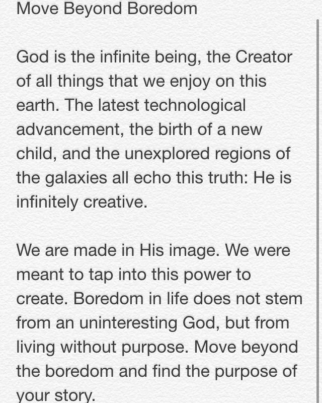 ThinkyDisciple's tweet image. Boredom does not stem from an uninteresting God, but living without purpose. Move past boredom; find your purpose.