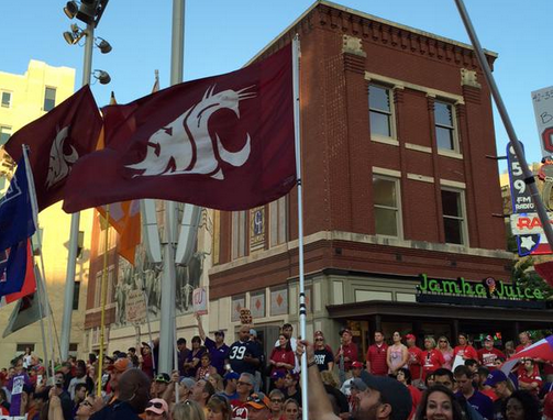 espn's tweet photo. Crisis averted! @WSUCougars flag will keep its 12-yr @CollegeGameDay streak alive. Here's how http://t.co/STw0r3ZIDD http://t.co/k475T24u1Q