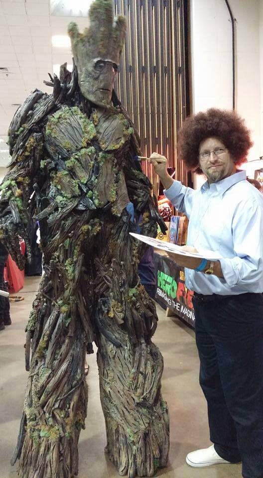 TopKekStaff's tweet photo. Nice Cosplay! #BobRoss painting a happy little #Groot http://t.co/49S8UA9aeP