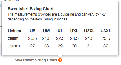 Loot Crate Unisex Size Chart