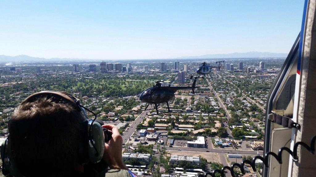 MDHelicopters's tweet photo. Thx @phxphotoflight 4 capturing these 2 @GwinnettPolice #helicopters over PHX. #MD500E &amp; new #MD530F. #EtoFconversion http://t.co/xN7ZYiIUJa
