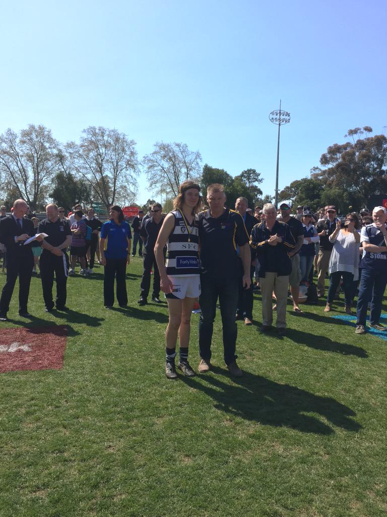 bendigosbest's tweet image. The medal winners in the U18s. Ashman Medal - Angus Schumacher, AFLCV Medal Matt Harvey. Both from @StrathStorm #BFNL