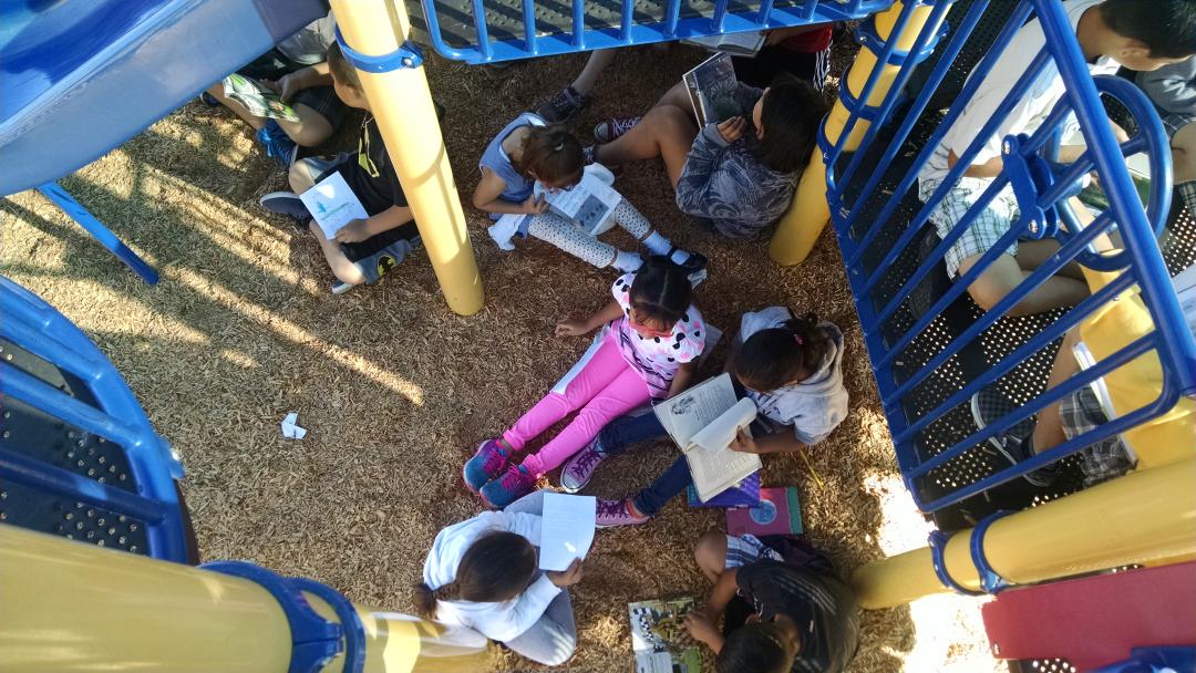 shearerElemen's tweet photo. Shearer students find a shady spot to read. #transformingnvusd #reading http://t.co/Z1uQkYz4Cn