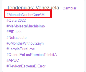 Maryerlingv's tweet photo. . @AbrahamMateoMus #MenudaNocheConAM Y todavia seguimos siendo TT en VENEZUELA de 1POSICION ! QUE GRANDE ERES♥ http://t.co/IqSw5e77lB