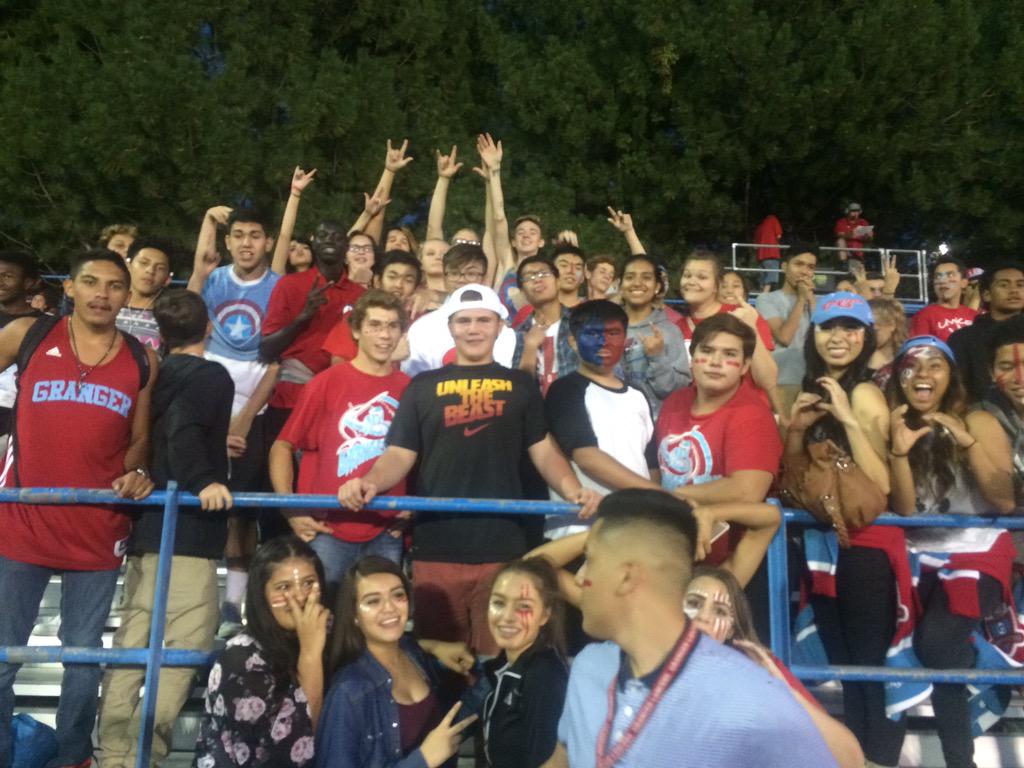 GrangerHS's tweet photo. What a great looking bunch of Lancers up at Layton HS tonight supporting our FB team! #grangerhs #lancerpride http://t.co/zTO6s2ev1R