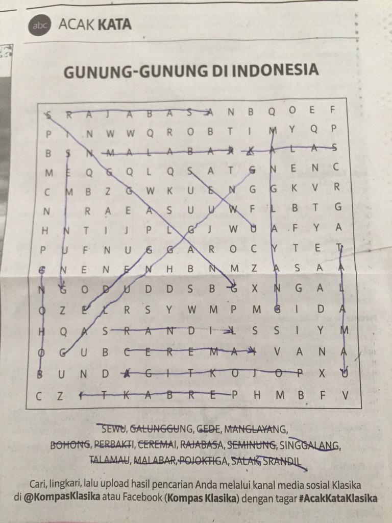 ACAK KATA kategori gunung gunung di Indonesia #AcakKataKlasika @KompasKlasika