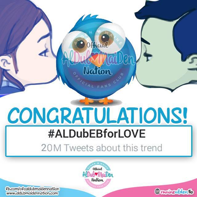 WE REACHED 20 MILLION TWEETS! CONGRATS GUYS! *pabebe wave*
#ALDubEBforLOVE