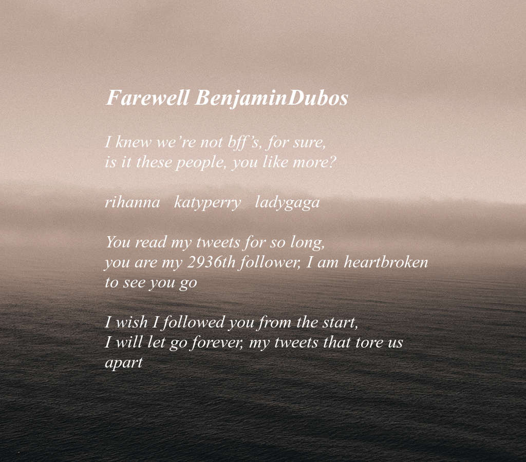 TodayTomorrow's tweet photo. Goodbye BenjaminDubos, I wrote this for you: (Poetry by http://t.co/mWkUr0A9jr ) http://t.co/t6EoA865gq