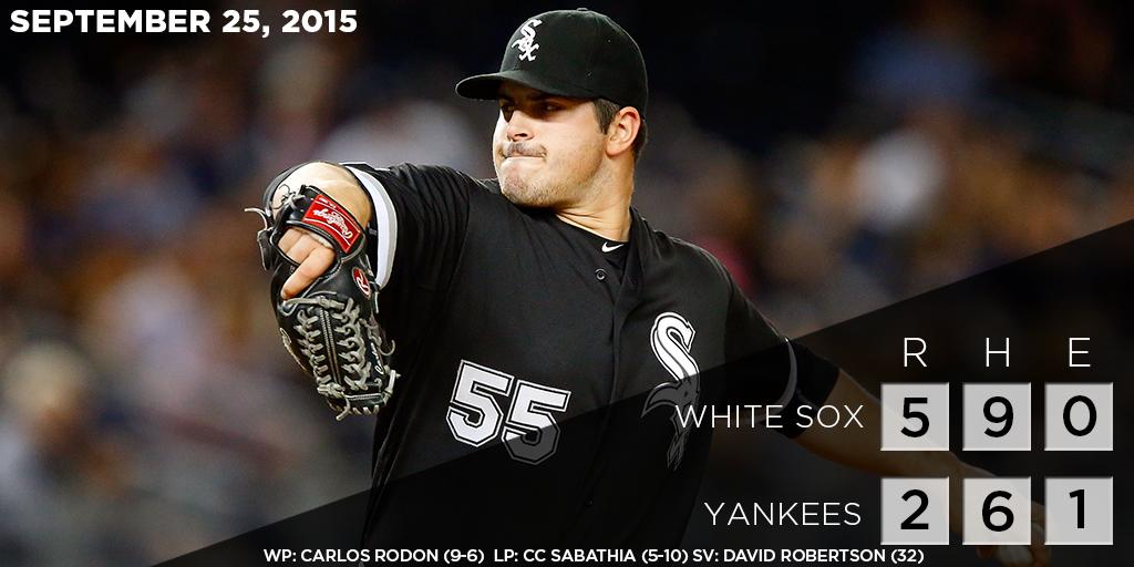 whitesox's tweet photo. Recap: Rodon, #WhiteSox too much for Yankees in New York. http://t.co/B3KswuPyme http://t.co/j2jdCG2Mpp