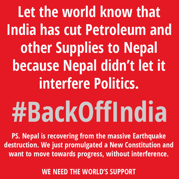 FarhanKVirk's tweet photo. Pakistanis are trending #PakStandsWithNepal in response to #IndiaBlockadesNepal as India is demonizing Nepal now http://t.co/27sIkrMTfR