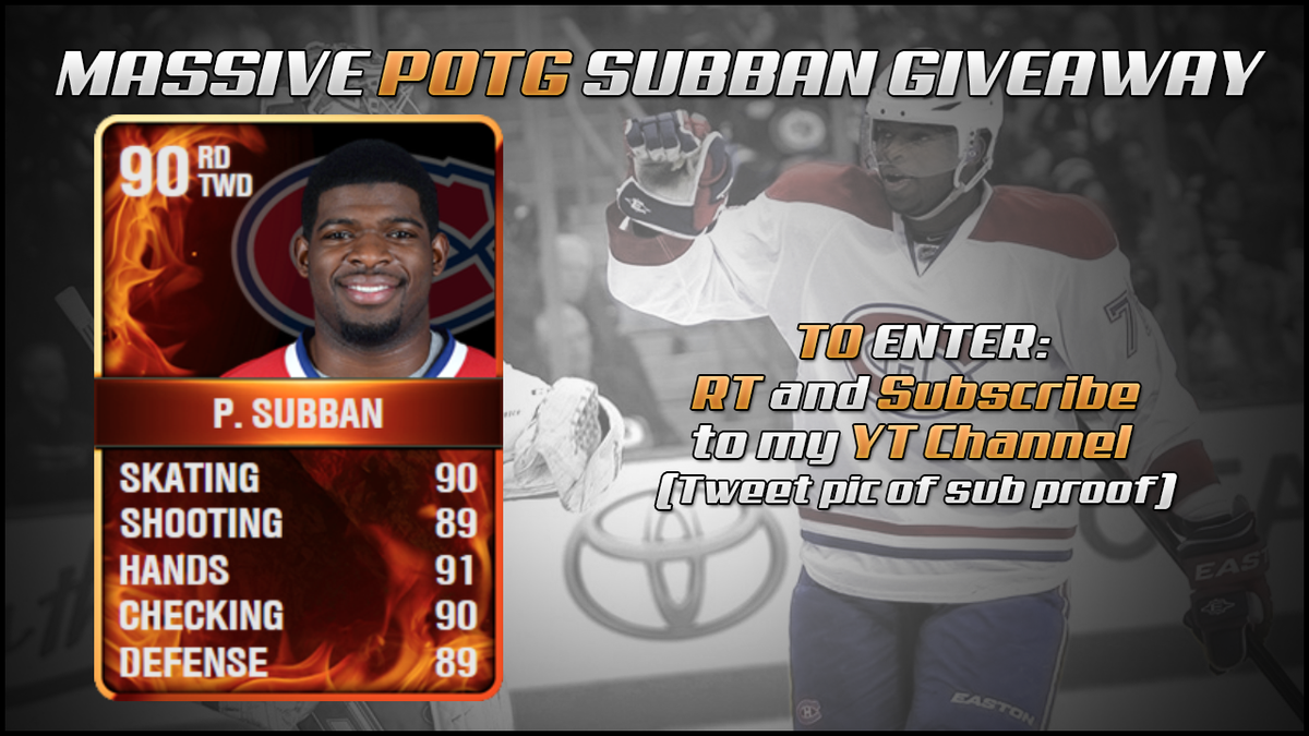 DahClips's tweet photo. Massive POTG Subban GIVEAWAY !! BOTH CONSOLES !!
Rules:
1) RT
2) Subscribe https://t.co/bXIOckzspS
3) Proof
Goodluck http://t.co/0zypaAnM3j