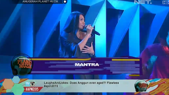 mdtvindonesia's tweet photo. NOW - Mantra - @Anggun_Cipta WOHOOO! Yuk nyanyi bareng, Good People! #APM2015OnNETtv http://t.co/Qq21PpiTEp