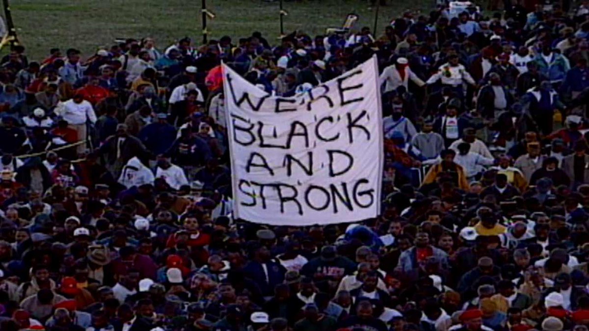 ABC7's tweet photo. Crowds gather for #JusticeOrElse march to celebrate 20th anniversary of Million Man March http://t.co/5FwKYdPx7i http://t.co/tu4xRCkSoW