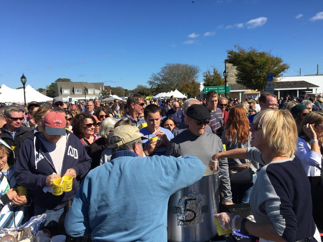 CarissaKatz's tweet photo. So much fun judging #clamchowdercontest @ #montaukfallfestival http://t.co/0AXqHtNy0j