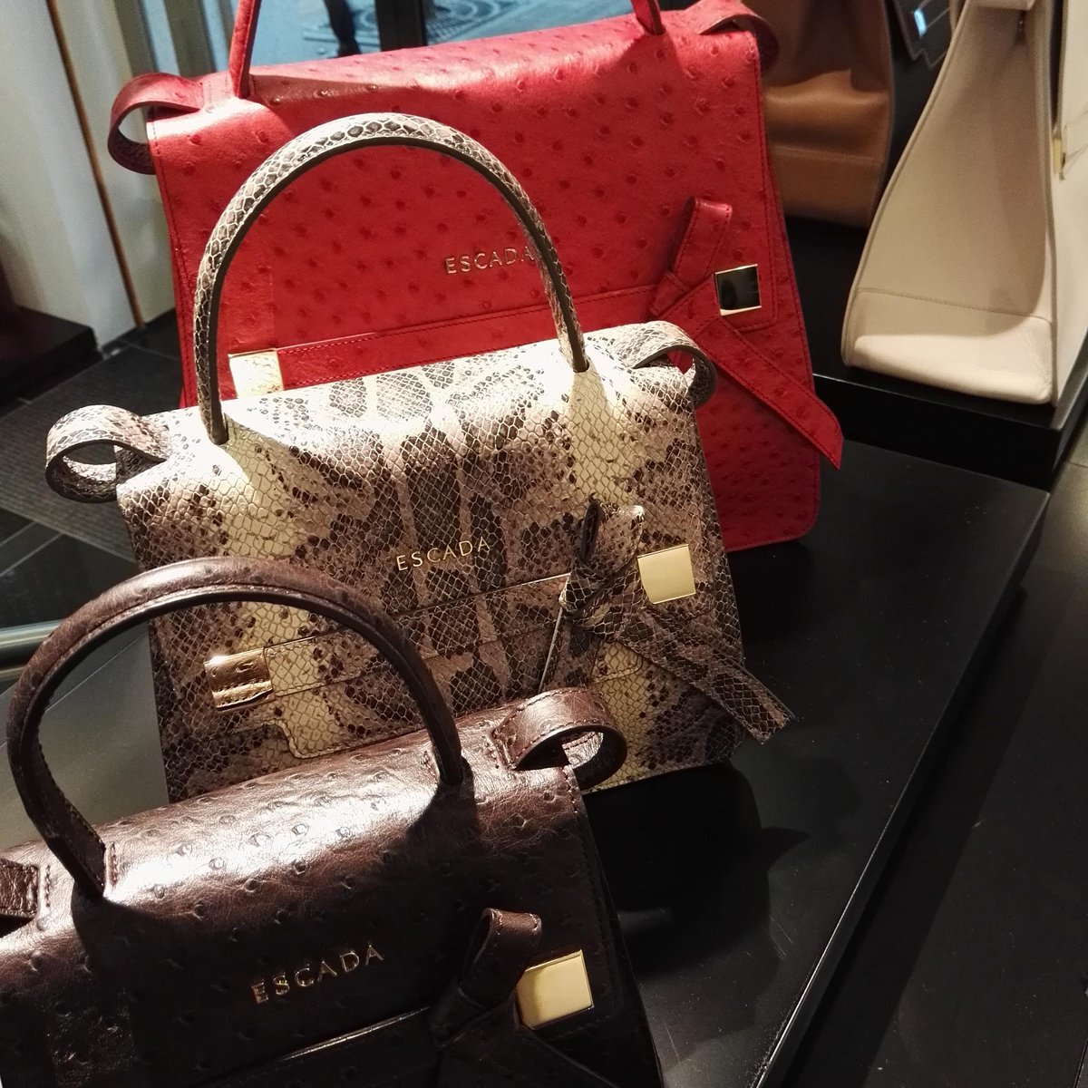 styleinmadrid's tweet photo. Totally in love with new #ML40 @ESCADA  bag 😍😍😍 Wich one I have to take with me?? http://t.co/e9ZtJ7GEHn
