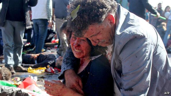 Two explosions have torn through a crowd of demonstrators gathering in Ankara, Turkey econ.st/1LxX1mF