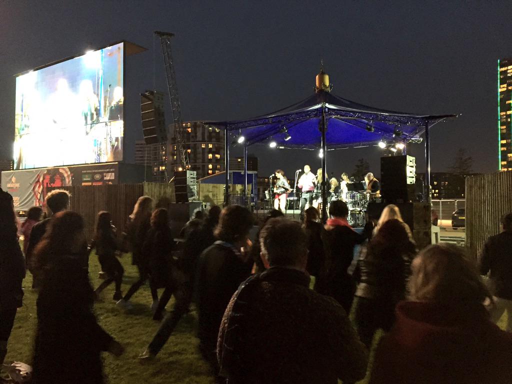RWC2015Newham's tweet photo. Great atmosphere for dance session lead by @salsapam with music from #RobertoPla & his ensemble at #Newhamfanzone http://t.co/MHyYvfRwss