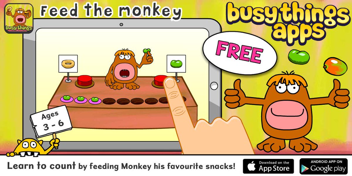 busythings's tweet photo. Have you played our Feed the Monkey app? (it's free!) http://t.co/4NzEywEvQf #MathsApps #Counting #KidsApps http://t.co/7thZ9lkpCd