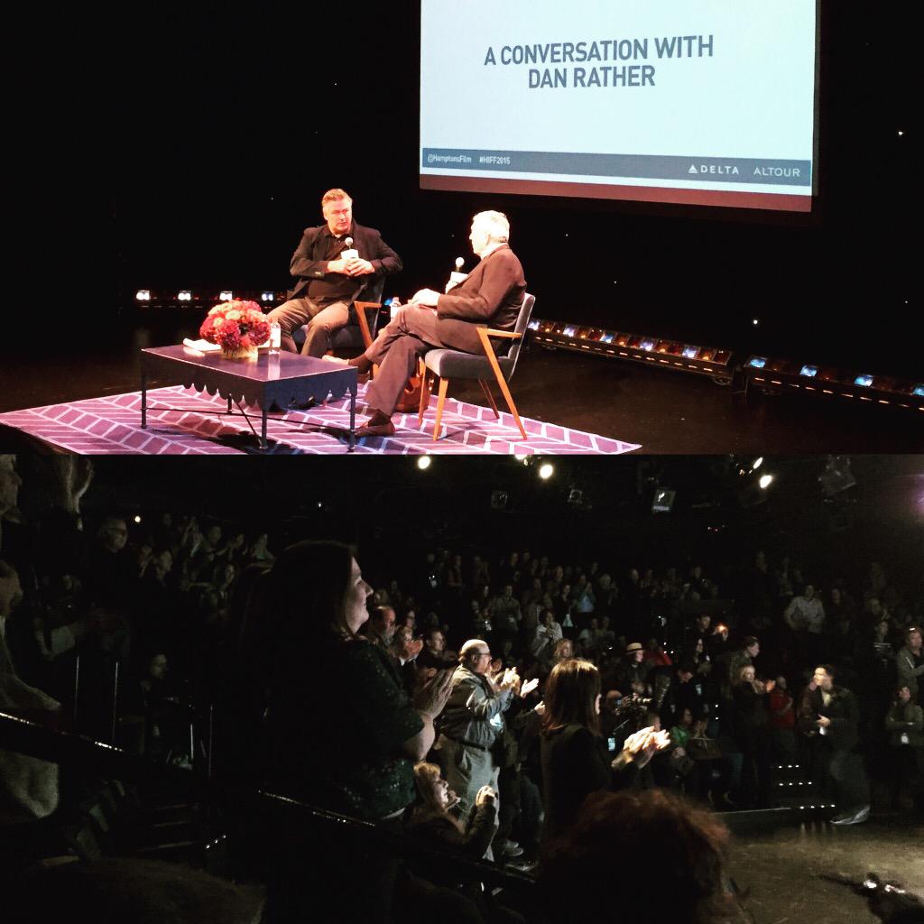HamptonsFilm's tweet photo. Standing ovation for @DanRather & @ABFalecbaldwin in Conversation! #HIFF2015 #TRUTH #SagHarbor http://t.co/JJSfJvlCEU