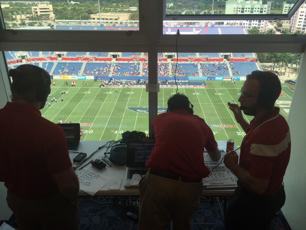 Broadcast team hard at work for FAU vs. Rice #upyourgameWPB