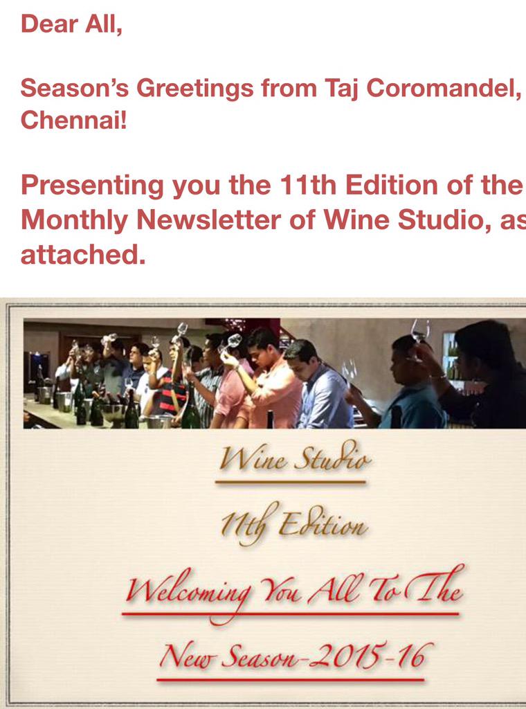 nik_mujumdar's tweet photo. @sachin_hotelie @elvismarktaylor @TilakMehta #winestudionewsletter #11thedition is #released and #firstappreciation http://t.co/GWi4Gud35s