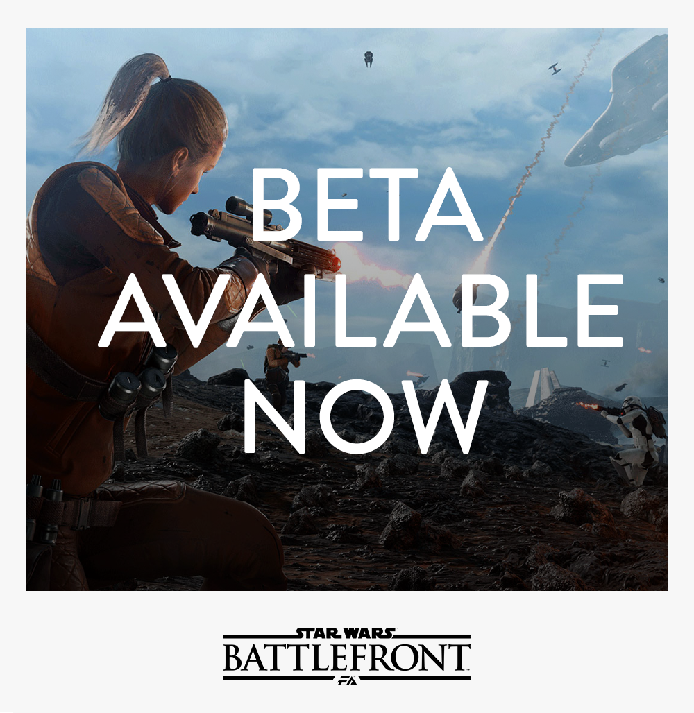EAStarWars's tweet photo. This will be a day long remembered. The #StarWarsBattlefront beta has begun: http://t.co/fq2mtiKUbo http://t.co/boF0r9J2Fv