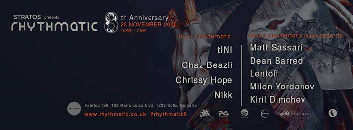 Stratos presents rhythmatic 8th Anniversary with tINI &amp; Matt Sassari Live

Tickets: bit.ly/1ES5qFg