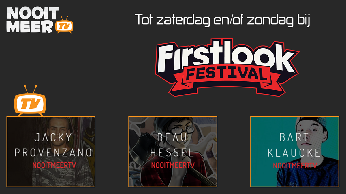 NooitMeerTV's tweet photo. Wie gaan we aanstaande zaterdag of zondag zien bij @FirstlookNL?! #NooitMeerTV http://t.co/9l4AM4bcOr
