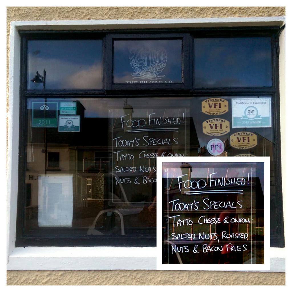 Chilli_and_Choc's tweet photo. Visual confirmation - the awesome food at @the_pilot_bar is no more :( #Enniscrone http://t.co/1jw5pu3lmi