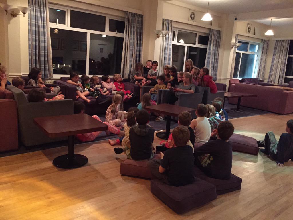 WoolacombeSch's tweet photo. Final night in Perranporth &amp; we conclude with more @roald_dahl read by Miss in the ballroom #cornwall2015 http://t.co/aLEB9DaAl3