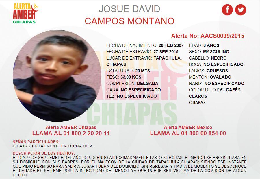 AAMBER_chis's tweet image. #TestingApp Seguimos en la búsqueda de Josué David Campos. #RT #AlertaAmber