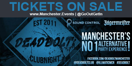 JUST ADDED

Deadbolt, Friday at Sound Control

Tickets here

j.mp/1L2d2Eg

<a href="/DeadboltClub/">Deadbolt</a> <a href="/soundcontrolmcr/">Sound Control</a>