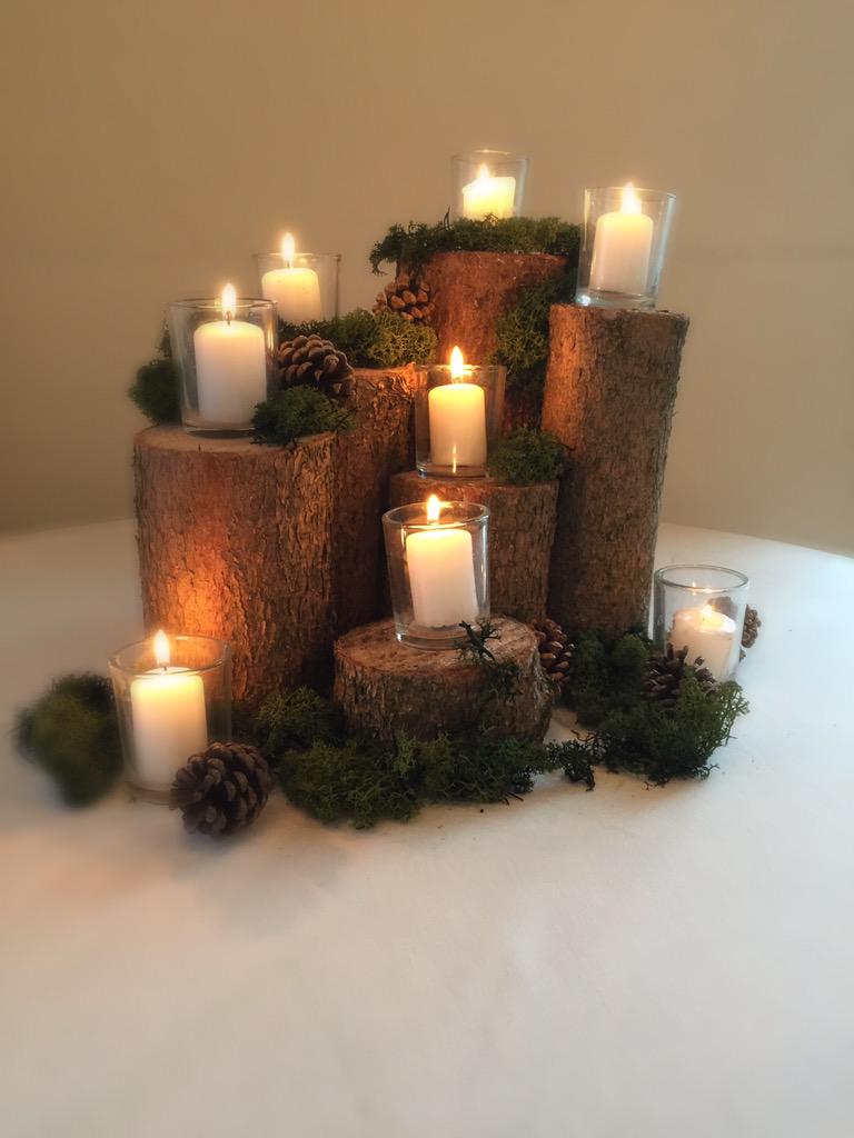 New rustic/woodland themed centrepiece to hire #wedding #centrepiece #leeds #rustic #rusticwedding #centrepieceideas