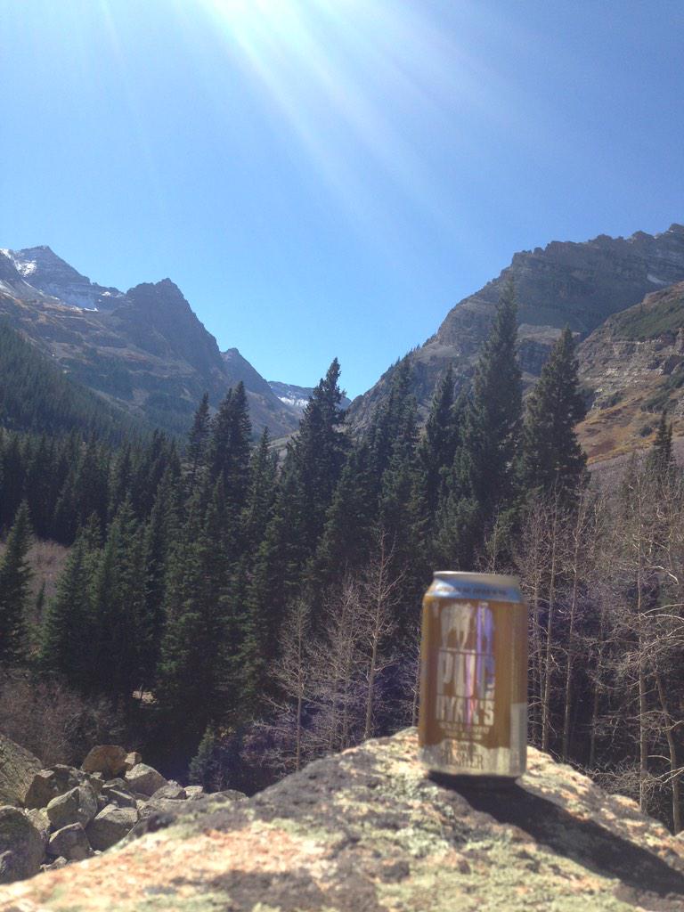 Looks like a can o' Pils wandered off into the wild! Awesome shot from Kristina near Maroon Bells. <a href="/pugryansbrewery/">Pug Ryan's Brewery</a>