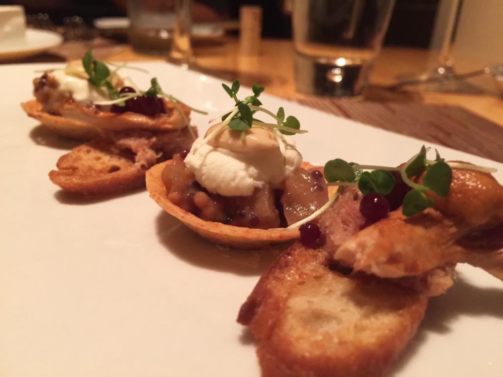 StephForrer's tweet image. First course @mariahines' #Tilth is so delish. These Chanterelle Crostinis - I die! #EatSeattle