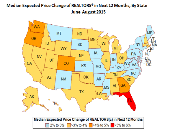 realtormag's tweet photo. REALTORS®' price expectations by state: http://t.co/6wlaqaxf8J http://t.co/T0aAwopRfU