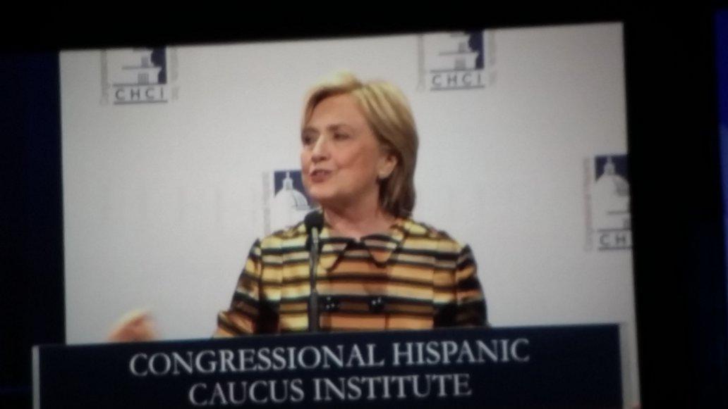 Hillary Clinton at the Congressional Hispanic Caucus Banquet.