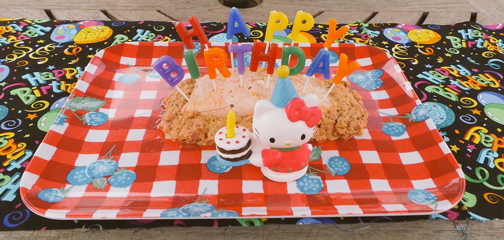 KushPanfur's tweet photo. @LeroyBlackCat dis wuz my burfday cakes whens me n da #7kittens turned 1 it was mades from catfoods http://t.co/tFhGdtapE3