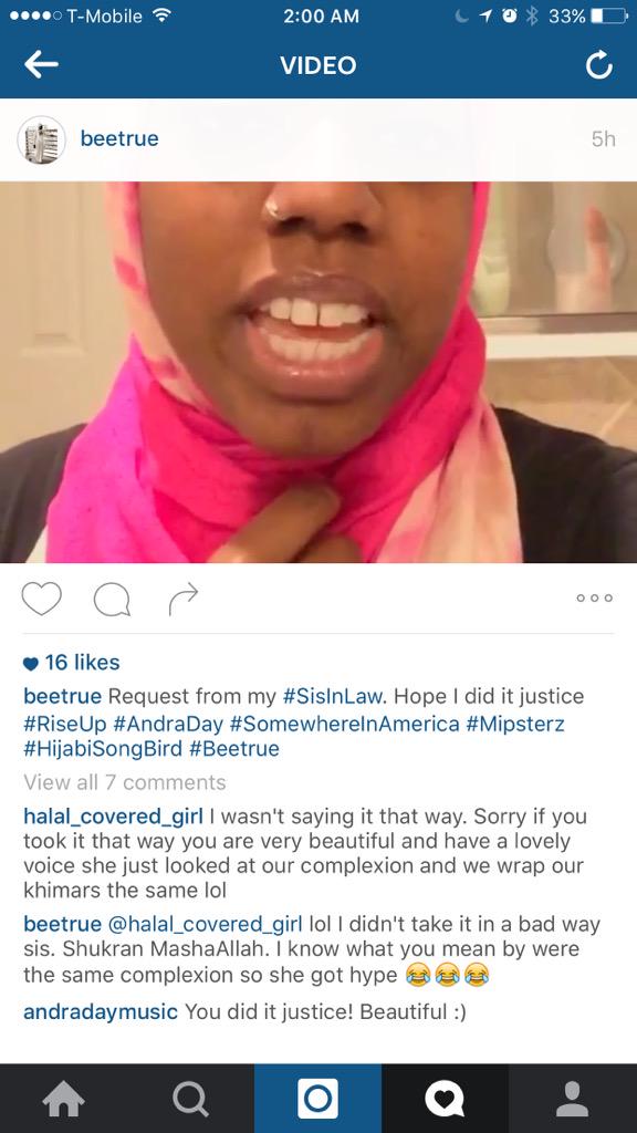 BibiWattss's tweet image. OMG! #AndraDay just said I did HER song justice! What an honor. #HijabiSongbird #Beetrue #RiseUp #SomewhereInAmerica