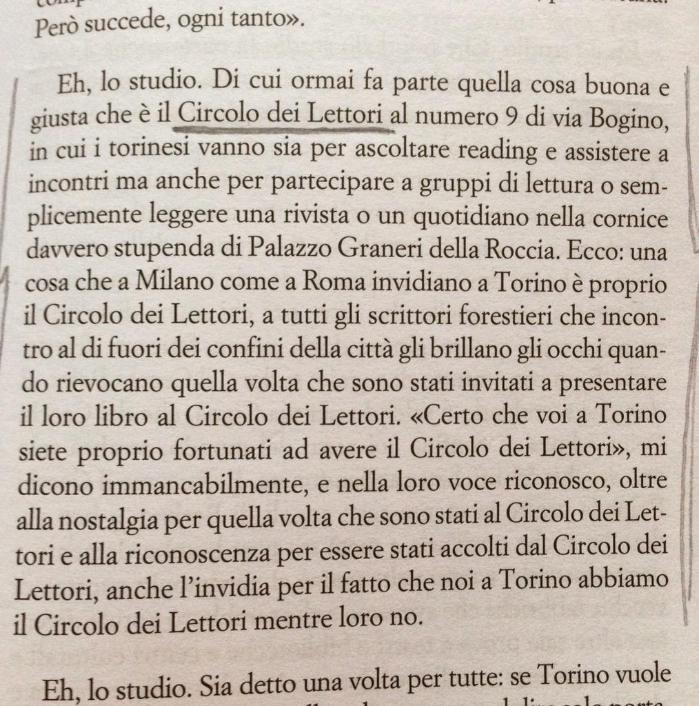 'Noi a Torino abbiamo il @CircoloLettori mentre loro no'. #GiuseppeCulicchia #Torinoècasanostra @editorilaterza