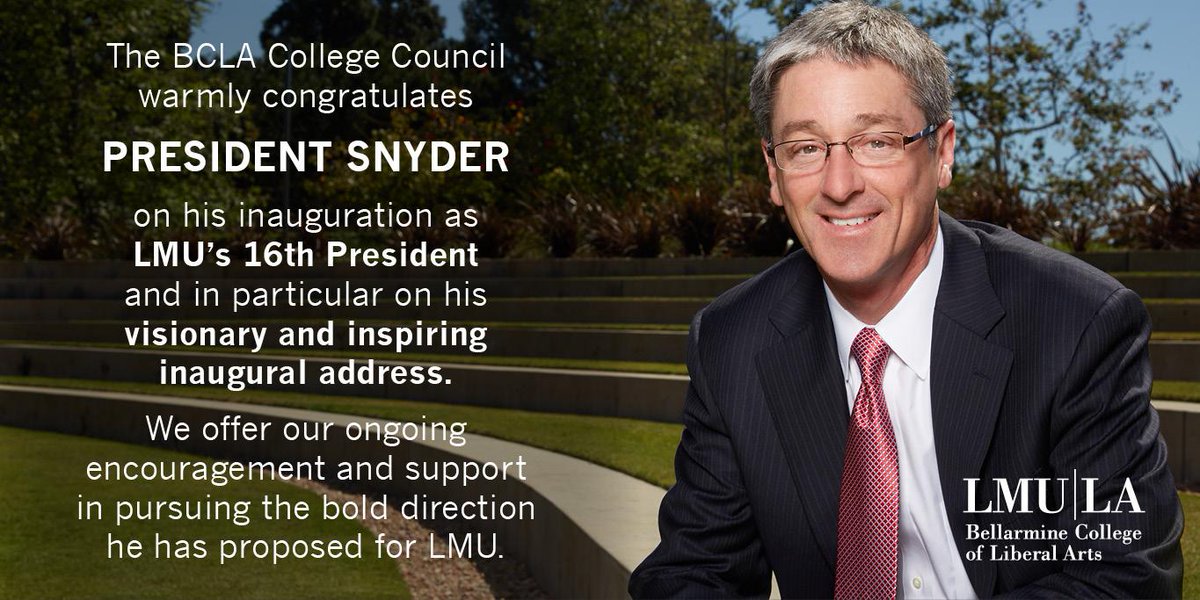 LMU_History's tweet photo. .@LMU_History joins BCLA's College Council in welcoming @LoyolaMarymount's new President Snyder. #LMUSnyder http://t.co/qrDlfyOoBy