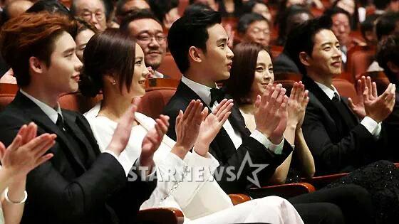 TheDramaKorea's tweet image. Lee Jong Suk, Kim Soo Hyun, Kim Tae Hee, &amp;amp; Park Hae Jin - Korean Drama Awards 2015.