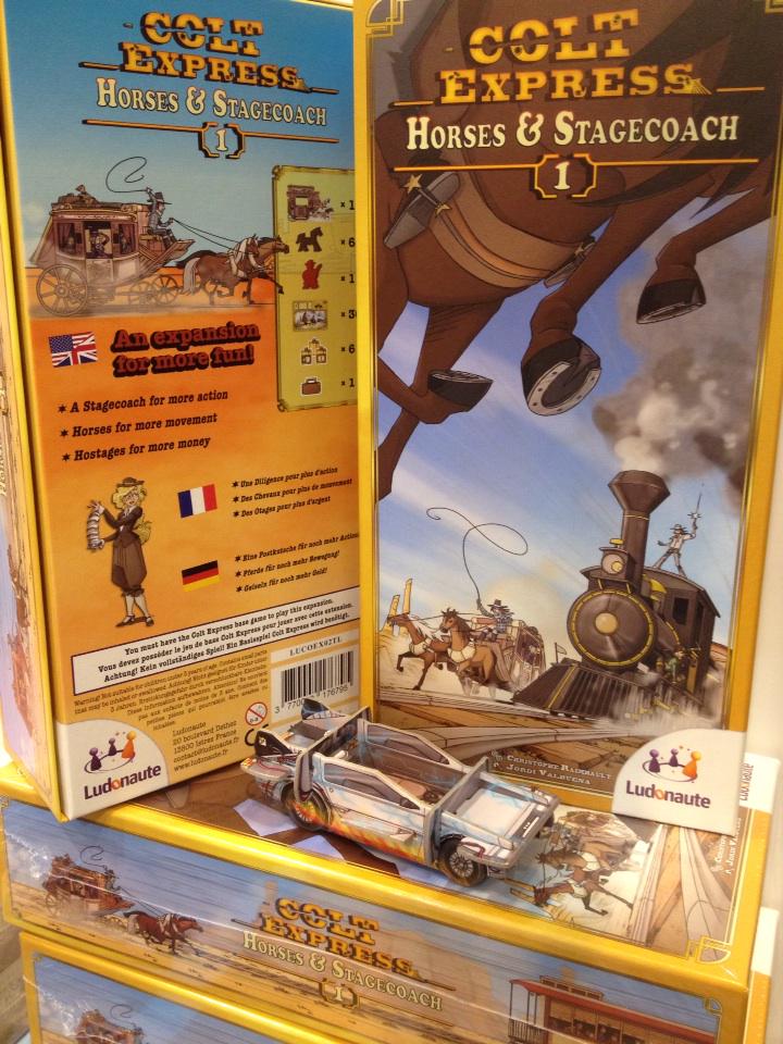 BoardGameGeek on X: #Spiel15: Pick up the Colt Express: Horses & Stagecoach  exp. from @Ludonaute & get a bonus DeLorean. Heavy! —WEM   / X