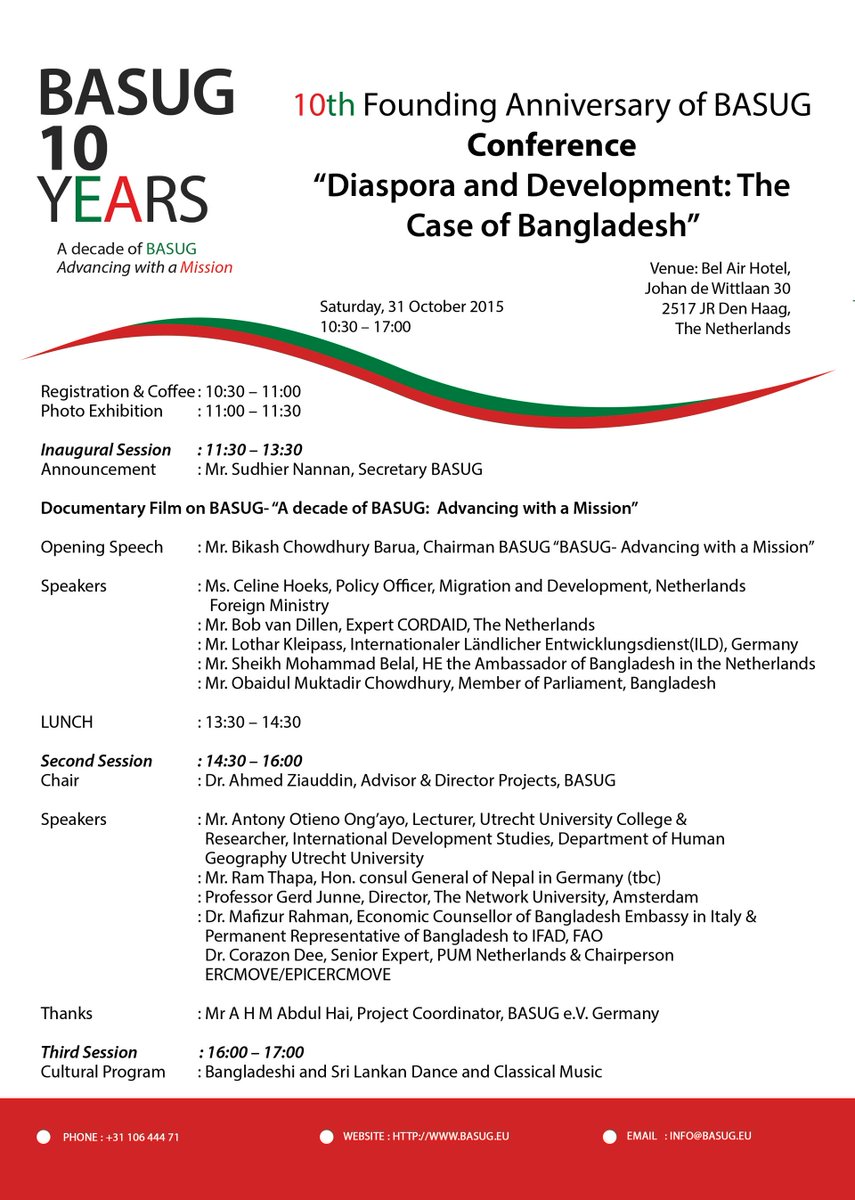 BasugDiaspora's tweet photo. #10Year #FoundingAnniversary of #BASUG
#DiasporaAndDevelopment: The Case of #Bangladesh http://t.co/EaFdfVVS8P