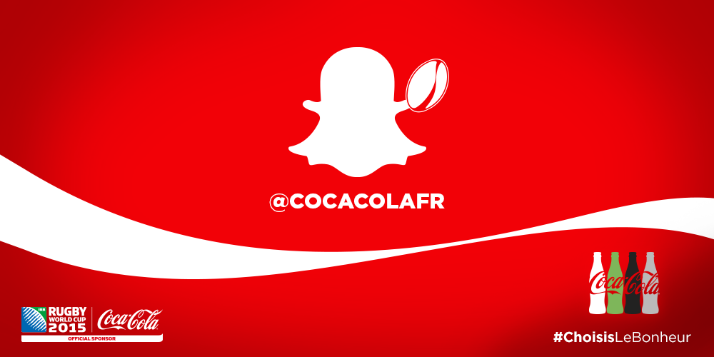 cocacolafr's tweet photo. Vous allez regarder #FRAIRL ce soir ? Rejoignez-nous sur Snapchat pendant le match ! #RWC2015 #ChoisisLeBonheur http://t.co/LH3NQ78gCE