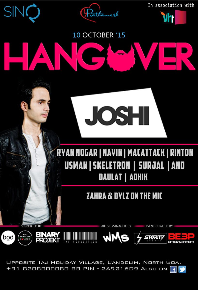 storm7goa's tweet photo. Hangover in association with @Vh1India at @SinQGoa !! 1 Day to go! http://t.co/VqwRZE7QQr