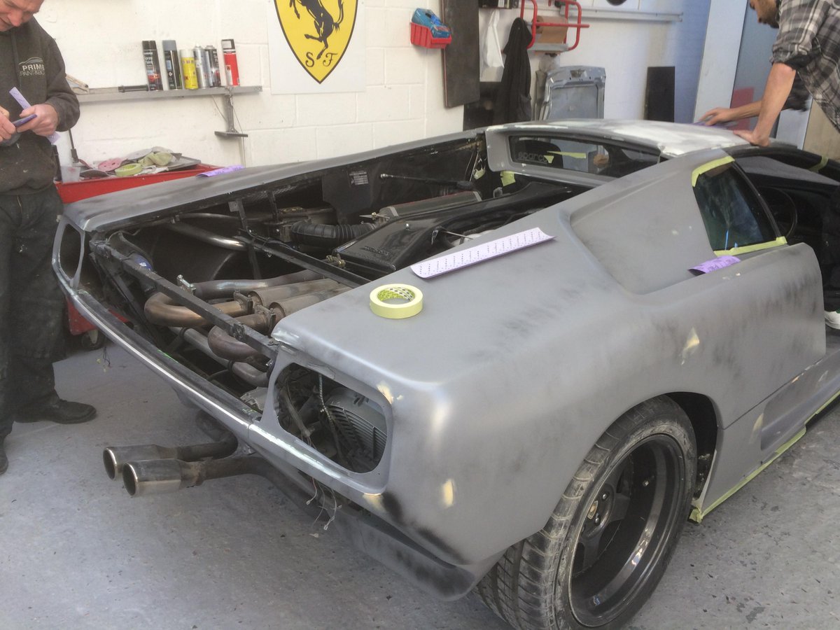 PrimePaintBody's tweet image. Lambo all Primed up and ready for final prep before painting.