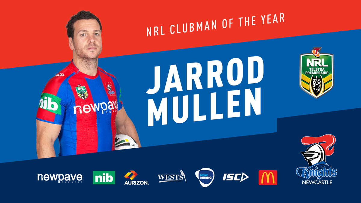 Jarrod Mullen's commitment to the community has been recognised with the NRL Clubman Award #KnightsAwards #StayTrue